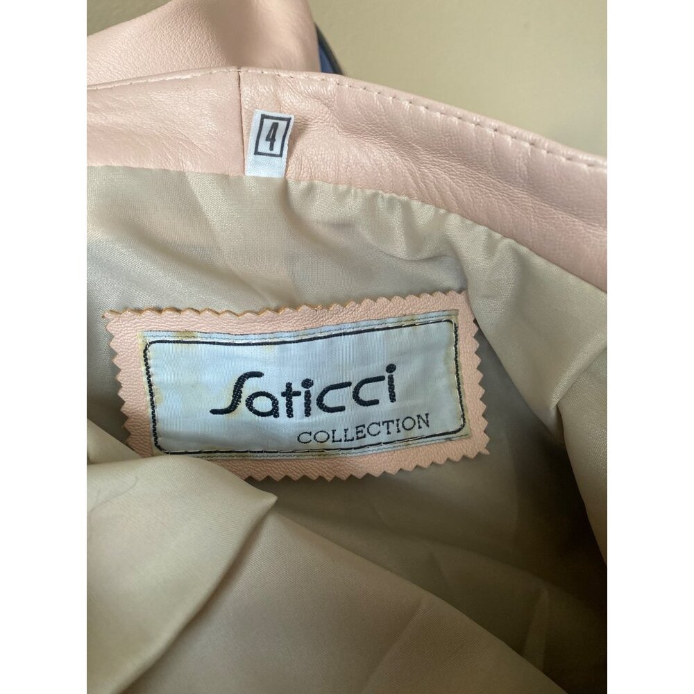 Vintage 1980s Saticci Collection Women's Leather Jacket & Skirt Set Size 4 - Picture 5 of 16